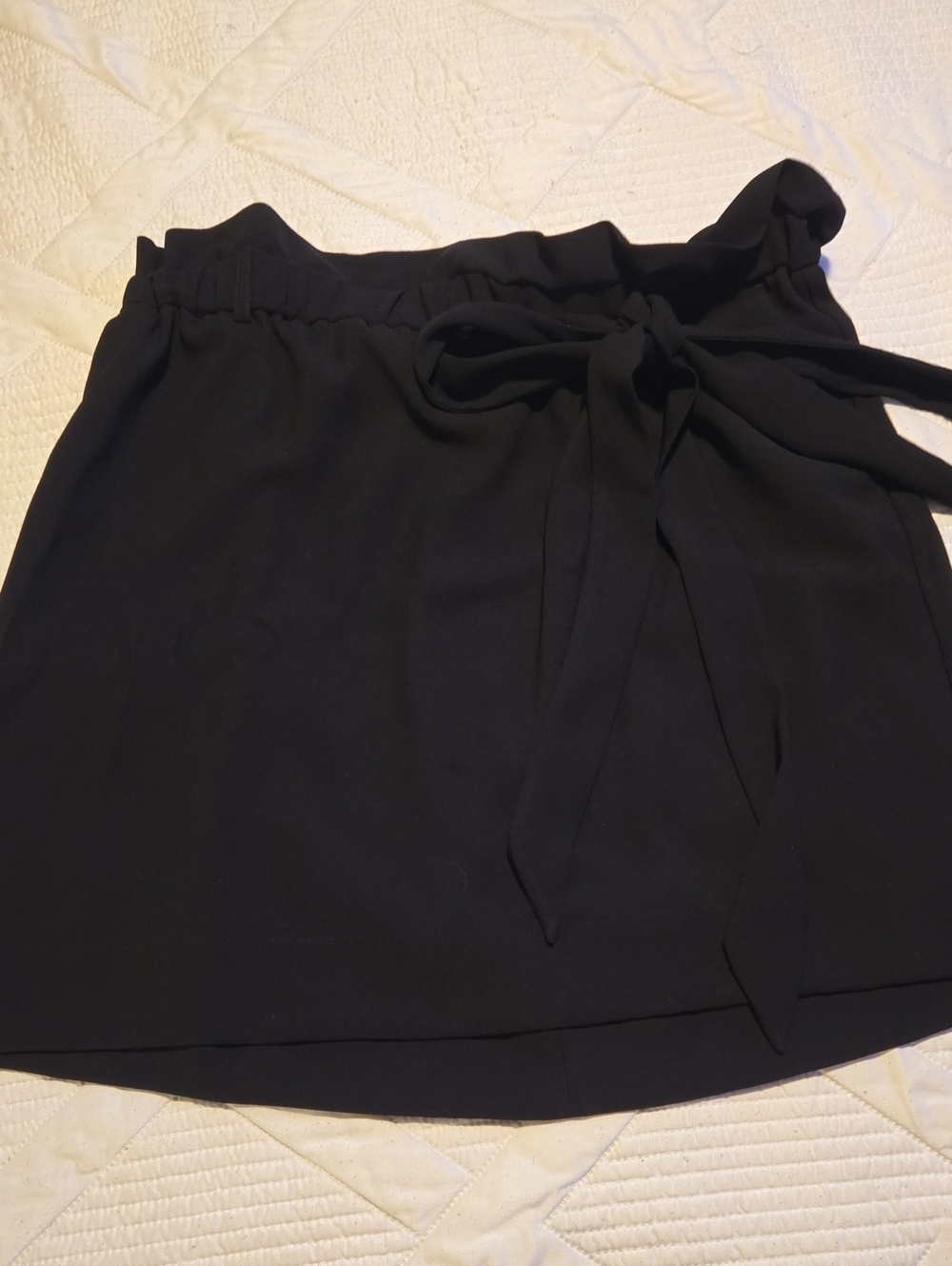 Express Black Paperbag Tie-Waist Mini Skirt